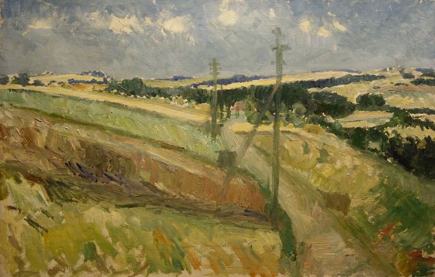 Maastik elektripostidega, Johannes Uiga E-kunstisalongis