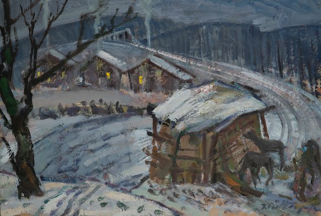 Talvine maastik kitsedega, Juhan Pttsepp E-kunstisalongis