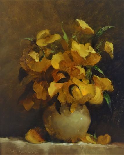 Kollased lilled vaasis, Jan Tammik E-kunstisalongis