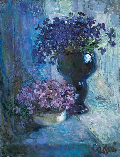 Sinised lilled vaasis, Ulve S�rev E-kunstisalongis