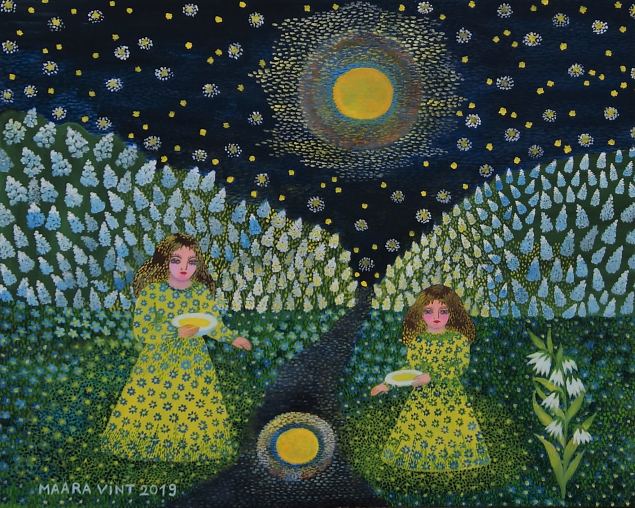 Ema ja t�tar koguvad kuuvalgust, Maara Vint E-kunstisalongis