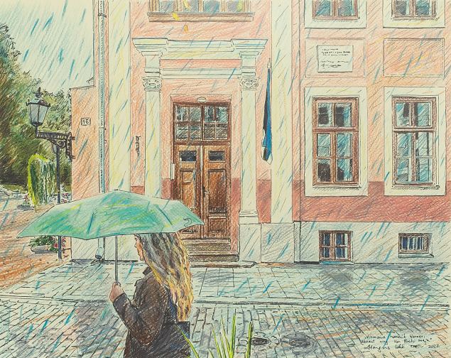 Vihmane hommik Werneri aknast ja Von Bocki maja, Margus Lokk E-kunstisalongis