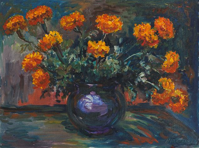 Lilled vaasis, Hilda Mikkelsaar E-kunstisalongis