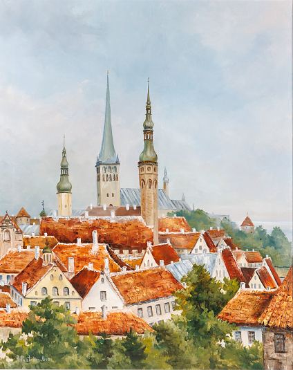 Vaade Tallinna vanalinnale , Arville Pustr�m-Uus E-kunstisalongis