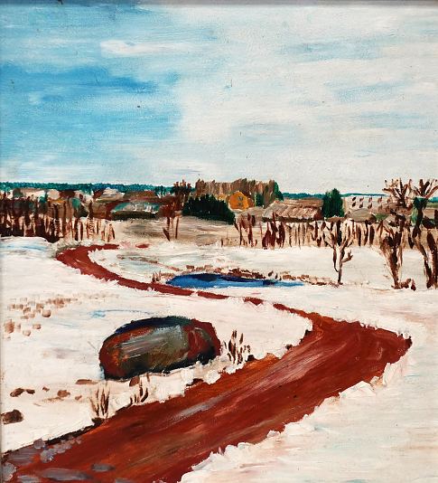 28.aprill 1988, Vaade ateljee aknast Navi k�lale, Navitrolla E-kunstisalongis