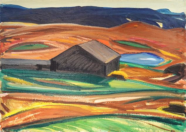 Haanja maastik majaga, Johannes Uiga E-kunstisalongis