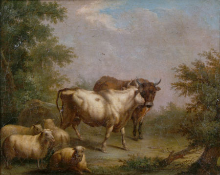 Maastik lehmade ja lammastega, Autor Teadmata E-kunstisalongis