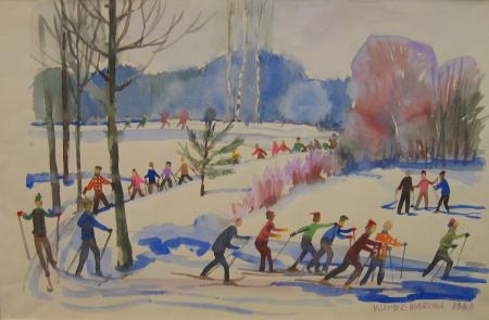 Suusatajad Otep��l, Valli Lember-Bogatkina E-kunstisalongis