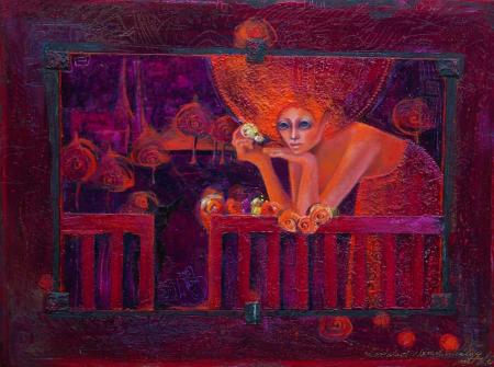 Tüdruk ja värvilised hernekommid, Piret Veski E-kunstisalongis