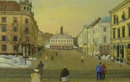 Tartu. Vaade Raekojale, Enno Allik E-kunstisalongis