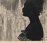 Naised musta kassiga, Evald Okas E-kunstisalongis