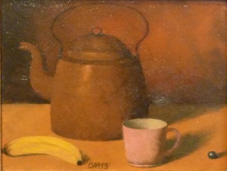 Vaikelu banaani ja roosa kruusiga, Olav Maran E-kunstisalongis