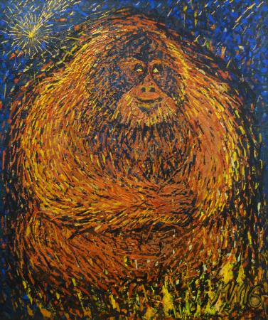 Metsinimene l�kke ees, Marika Naadel E-kunstisalongis