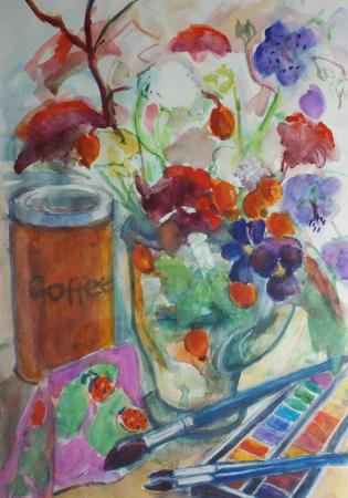 Nat��rmort klaaskannuga, Sirje Horma E-kunstisalongis