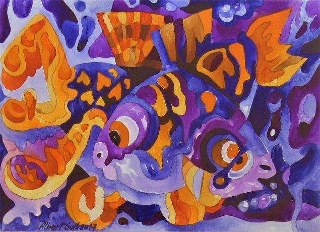 Kuldkalad tintjas akvaariumis, Albert Gulk E-kunstisalongis