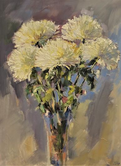 Valged kr�santeemid, Jelena Liba E-kunstisalongis