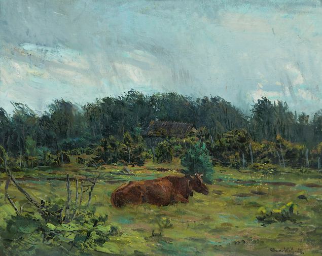 Saaremaa maastik lehmaga, Elmar Kits E-kunstisalongis