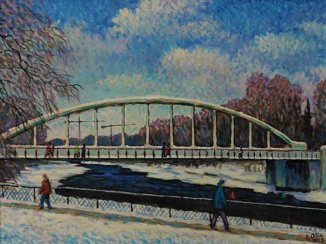 Vaade Emaj�ele. Kaarsild, Enno Allik E-kunstisalongis